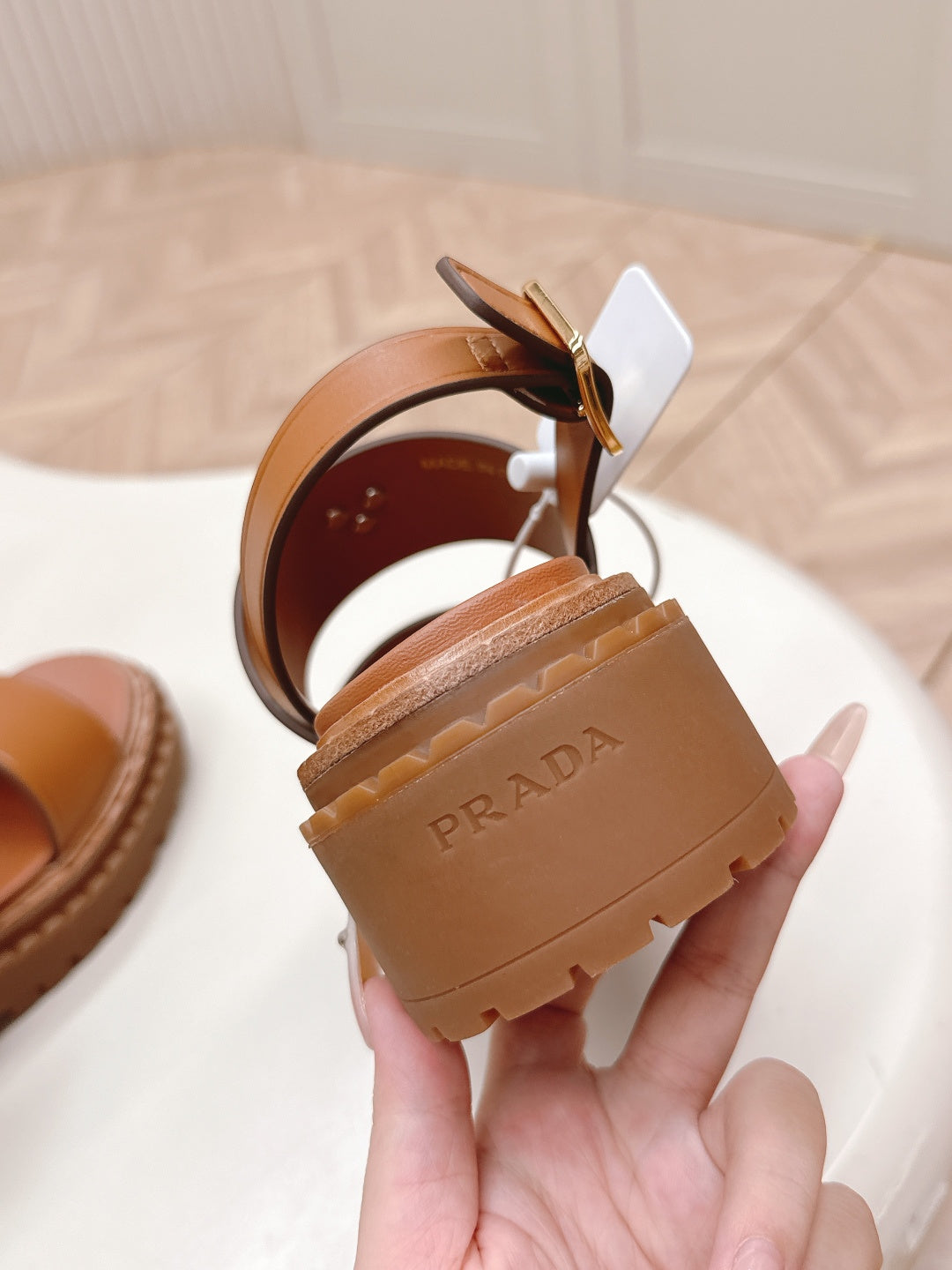 PRA 26S Platform Sandals Brown Cowhide 600566