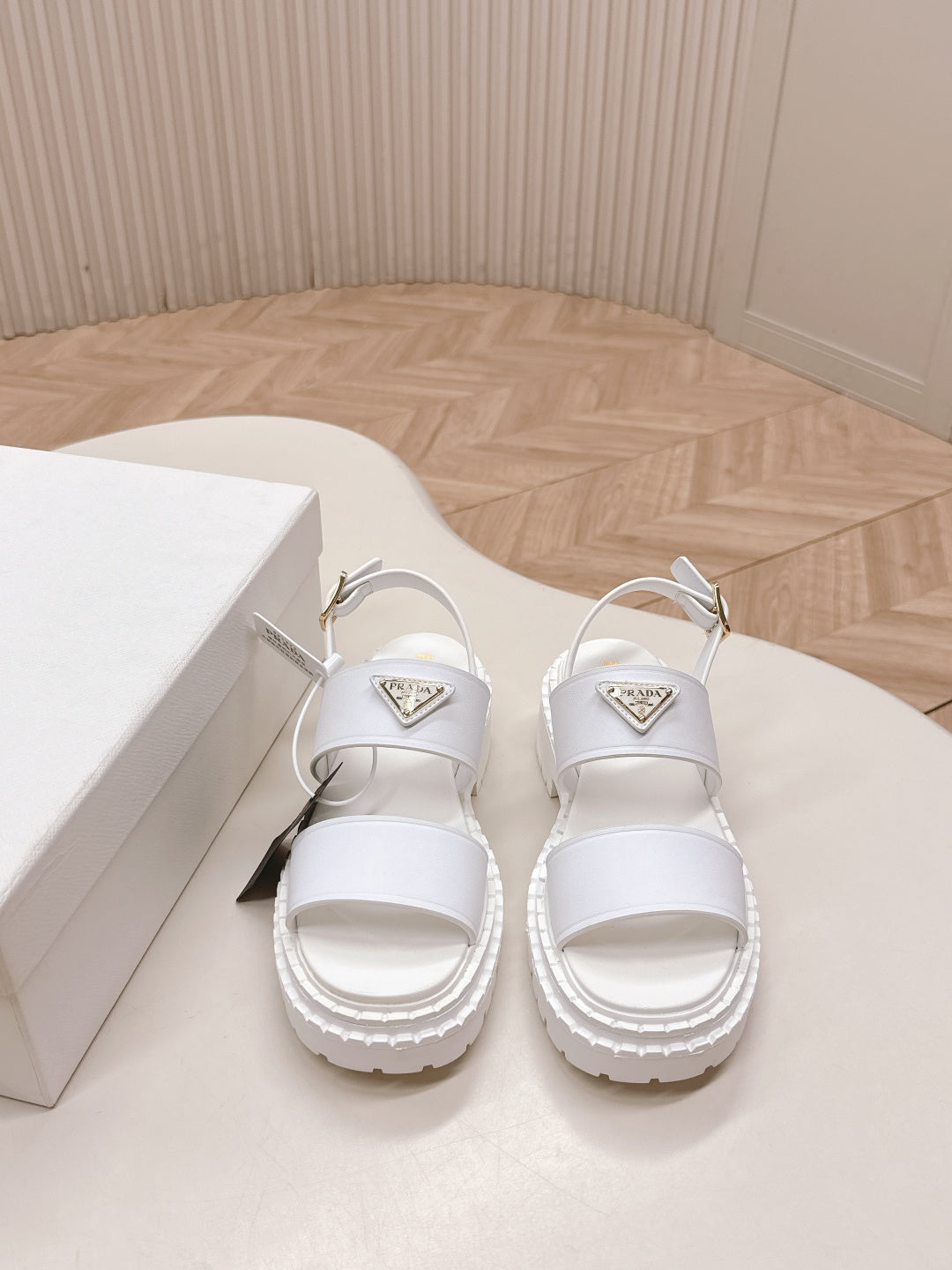 PRA 26S Platform Sandals White Cowhide 600567