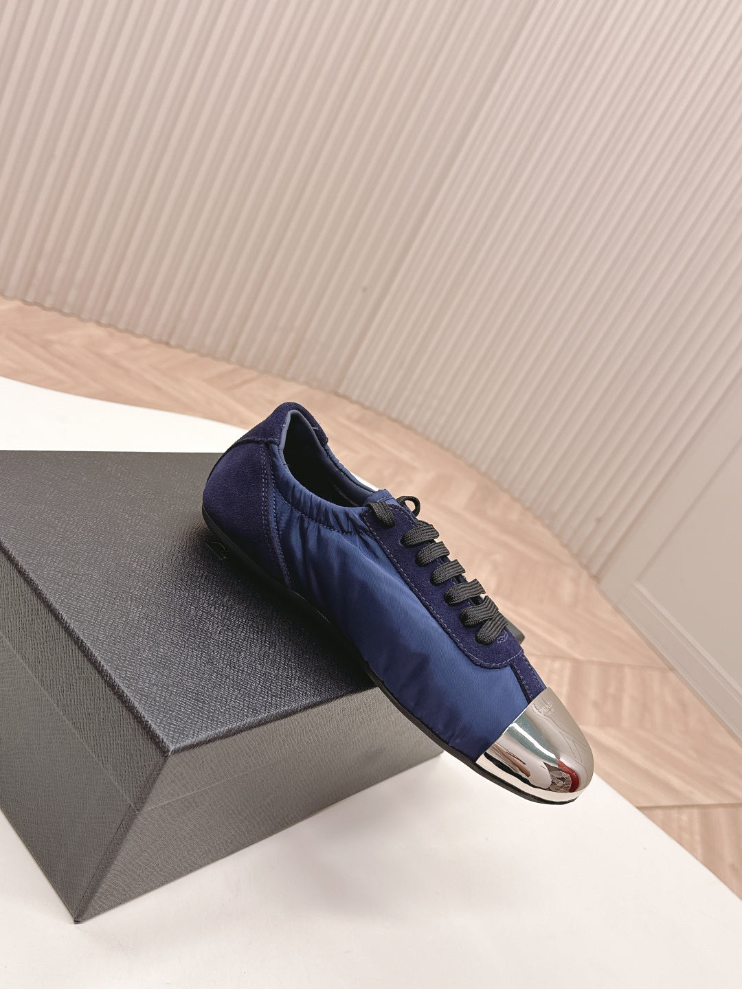 PRA 26S Mary Jane Navy Blue Sliver Canvas Suede 600624