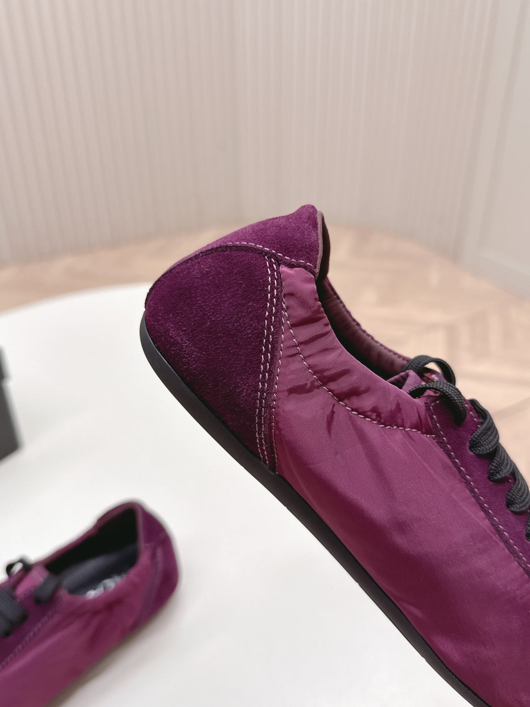 PRA 26S Mary Jane Wine Purple Sliver Canvas Suede 600625