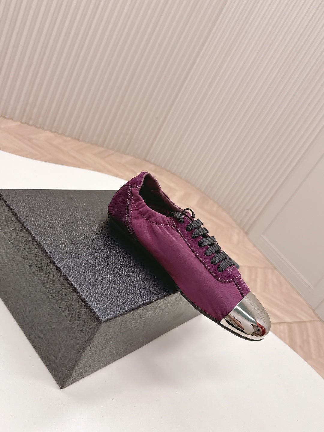 PRA 26S Mary Jane Wine Purple Sliver Canvas Suede 600625