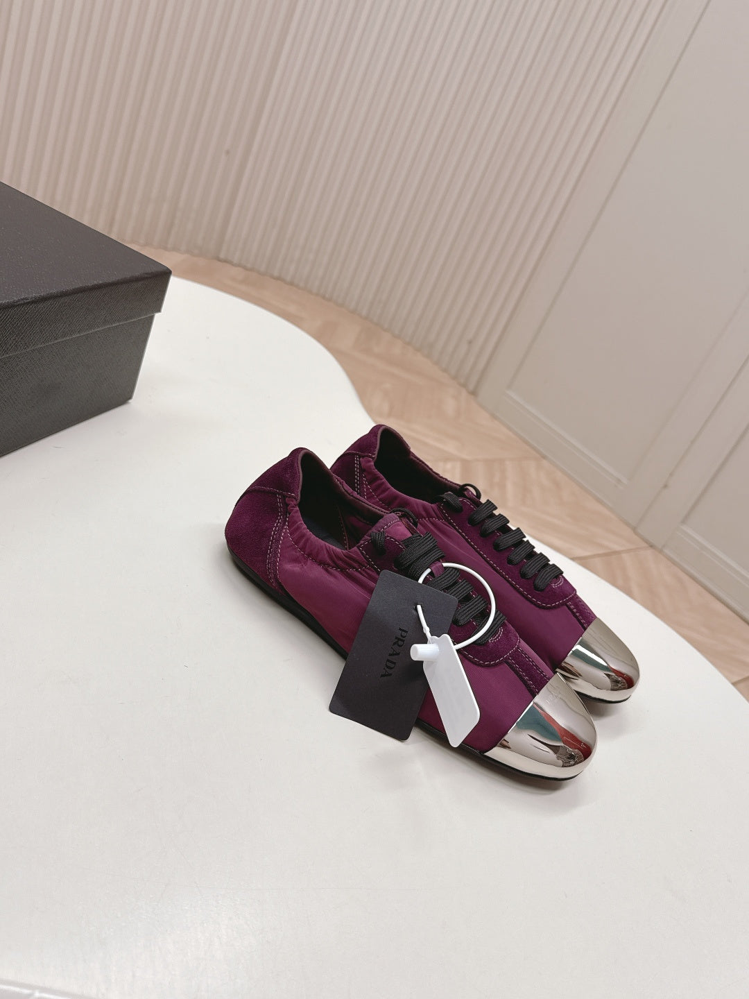 PRA 26S Mary Jane Wine Purple Sliver Canvas Suede 600625