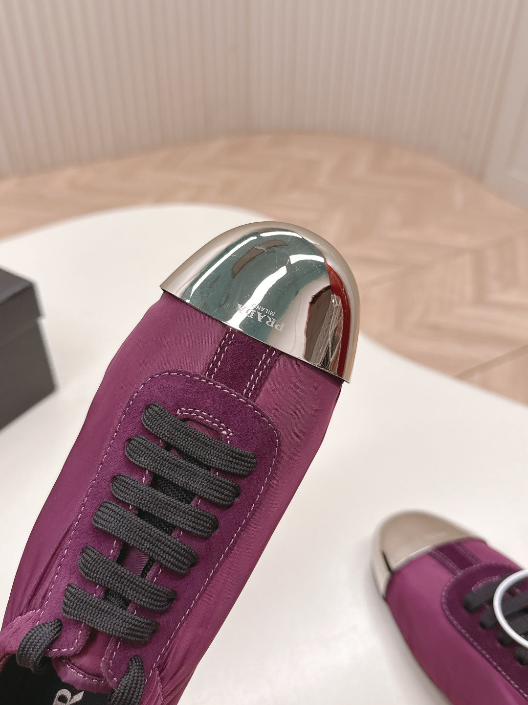 PRA 26S Mary Jane Wine Purple Sliver Canvas Suede 600625