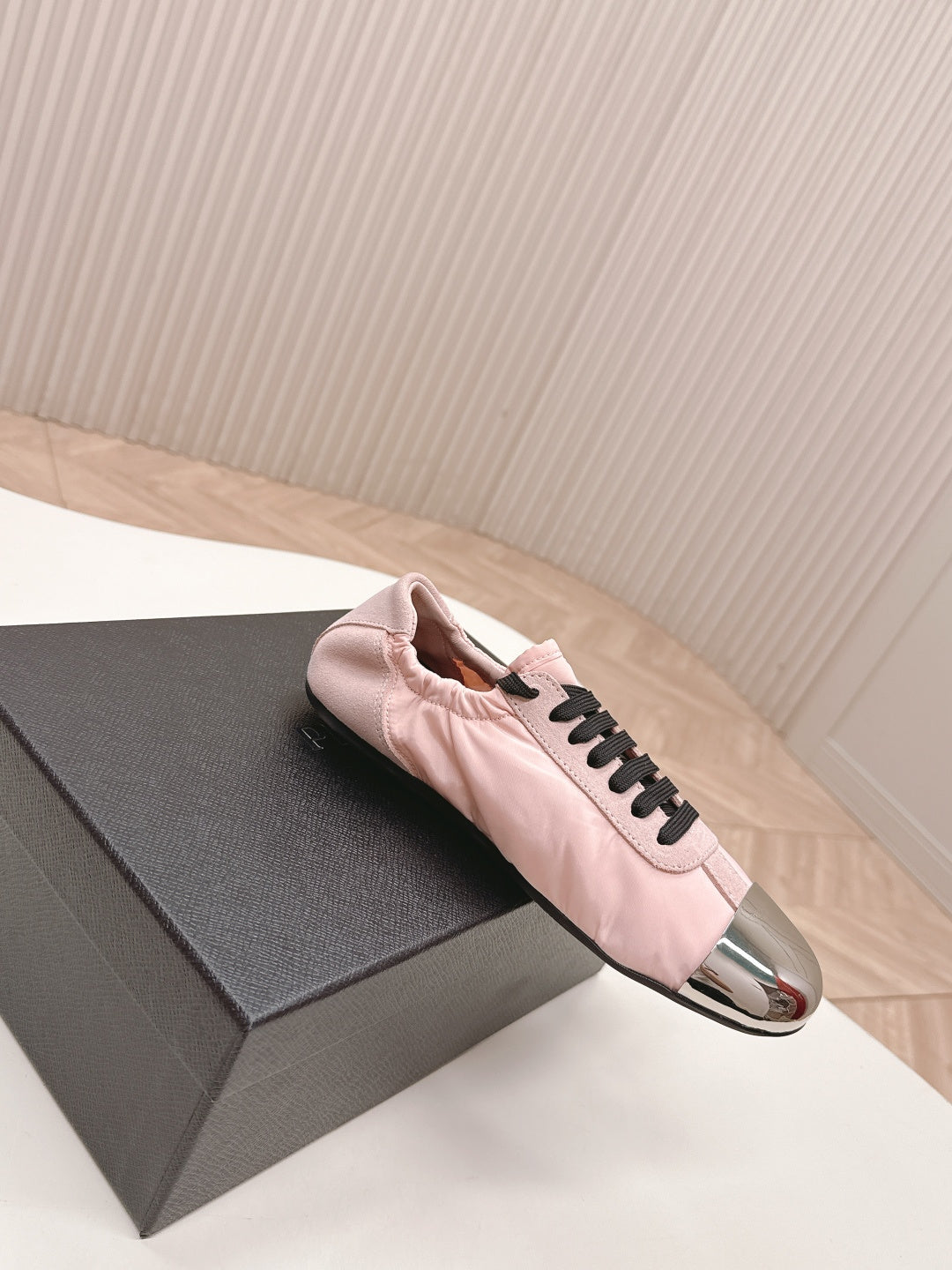 PRA 26S Mary Jane White Light Pink Sliver Canvas Suede 600626