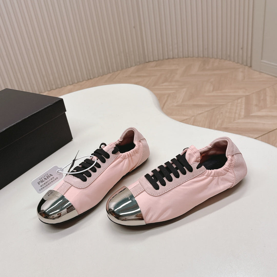 PRA 26S Mary Jane White Light Pink Sliver Canvas Suede 600626