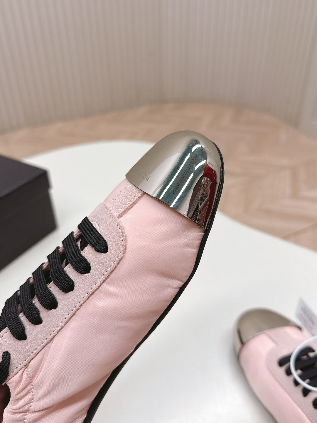 PRA 26S Mary Jane White Light Pink Sliver Canvas Suede 600626