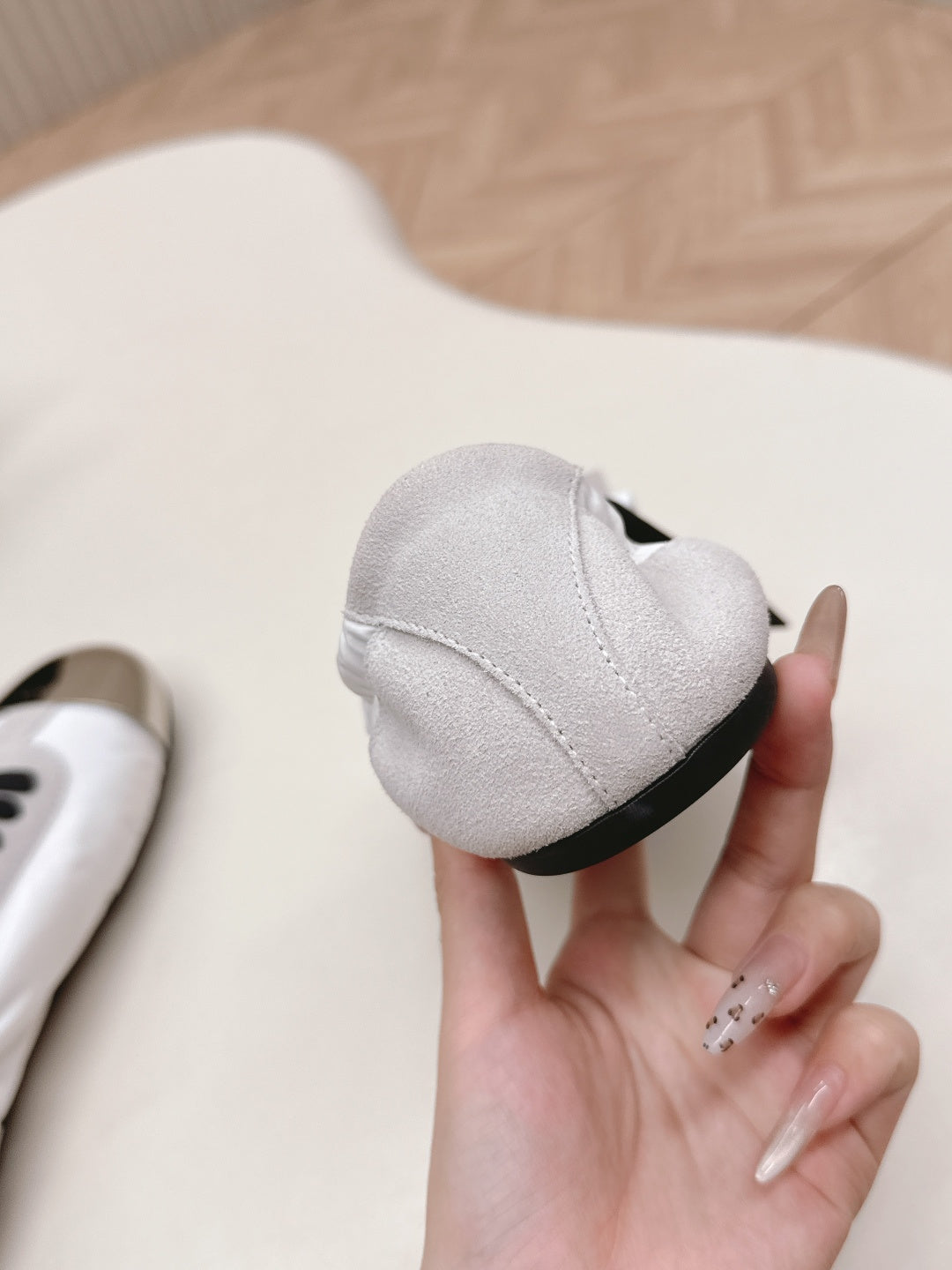 PRA 26S Mary Jane White Light Gray Sliver Canvas Suede 600627