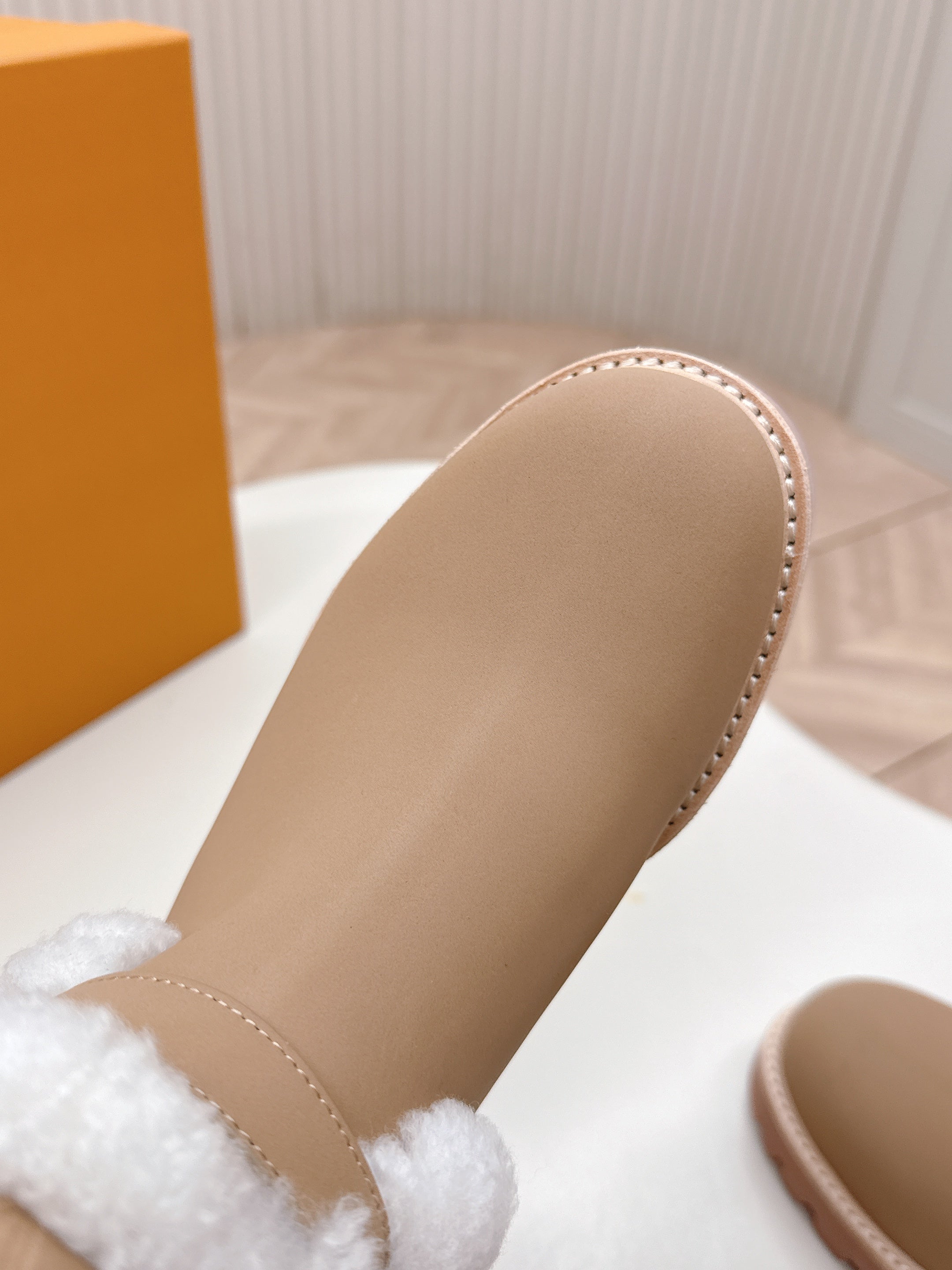 LV 2026 Territory Flat Thigh Boot Beige White Nubuck Calf Leather 595434