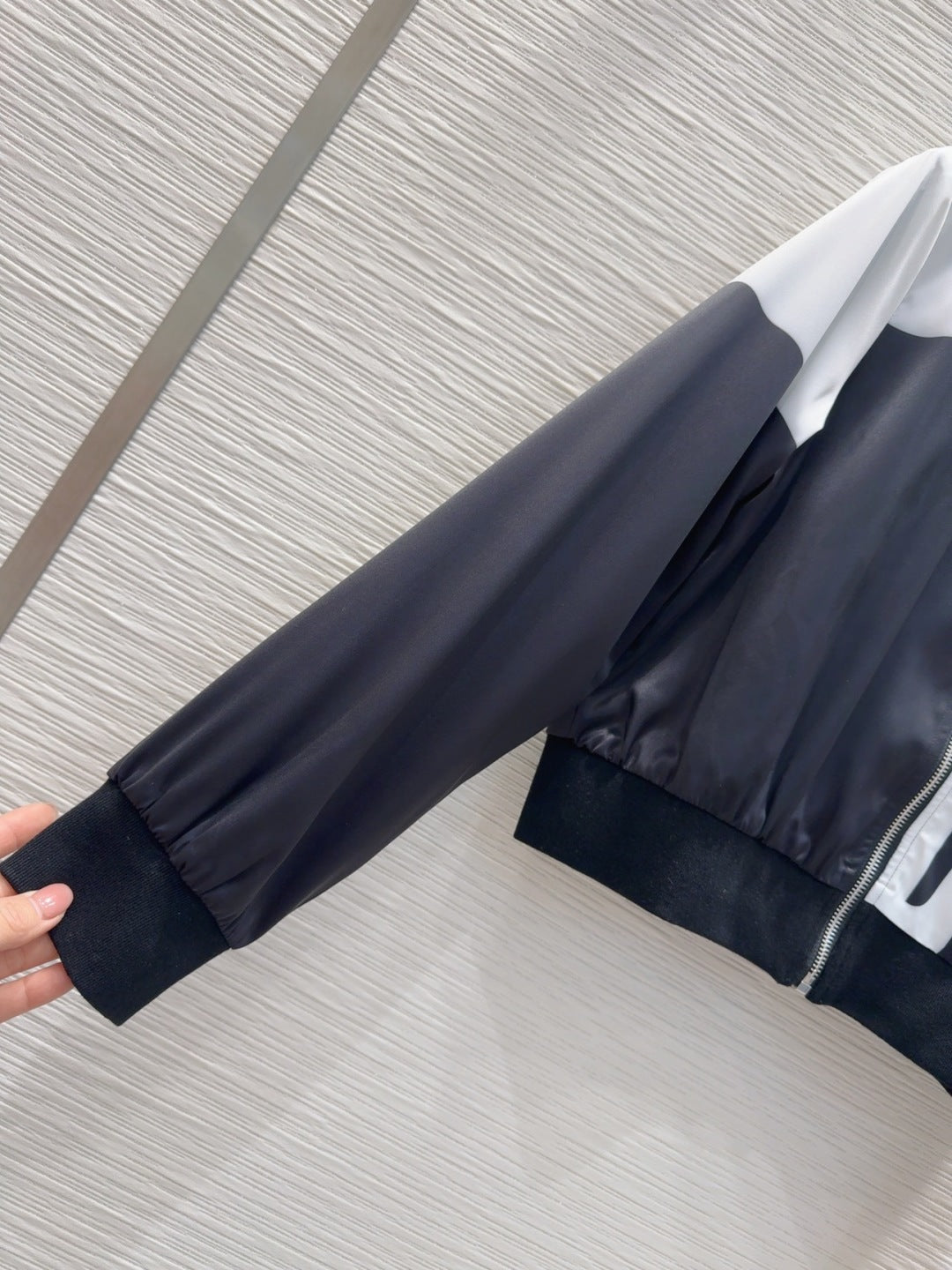 CD 25 Baseball Jacket Black White Polyester