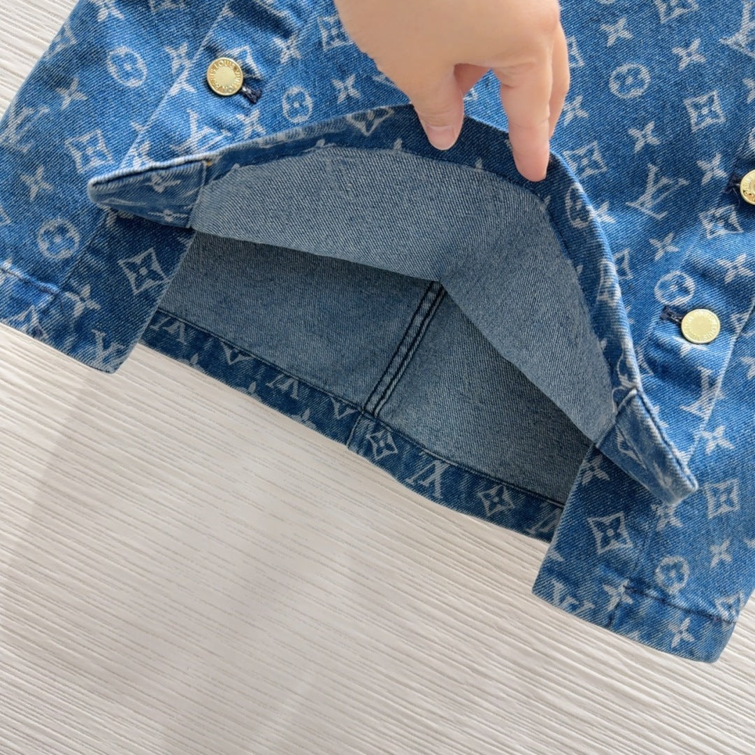 LV 25 Skirt Suit Series Personality Denim Blue Cotton