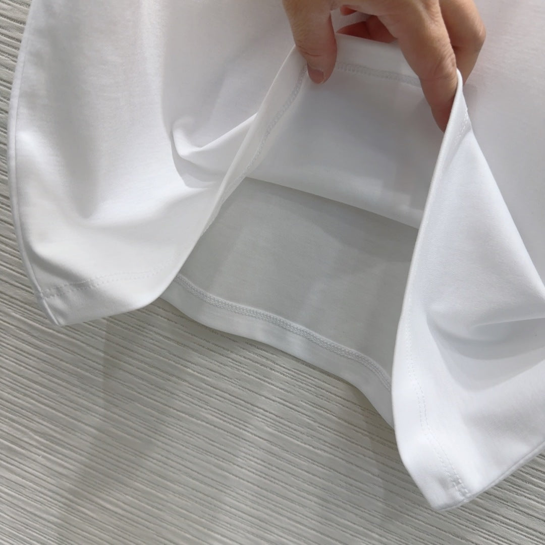 LV 25 News T-SHIRT White  Blue Cotton