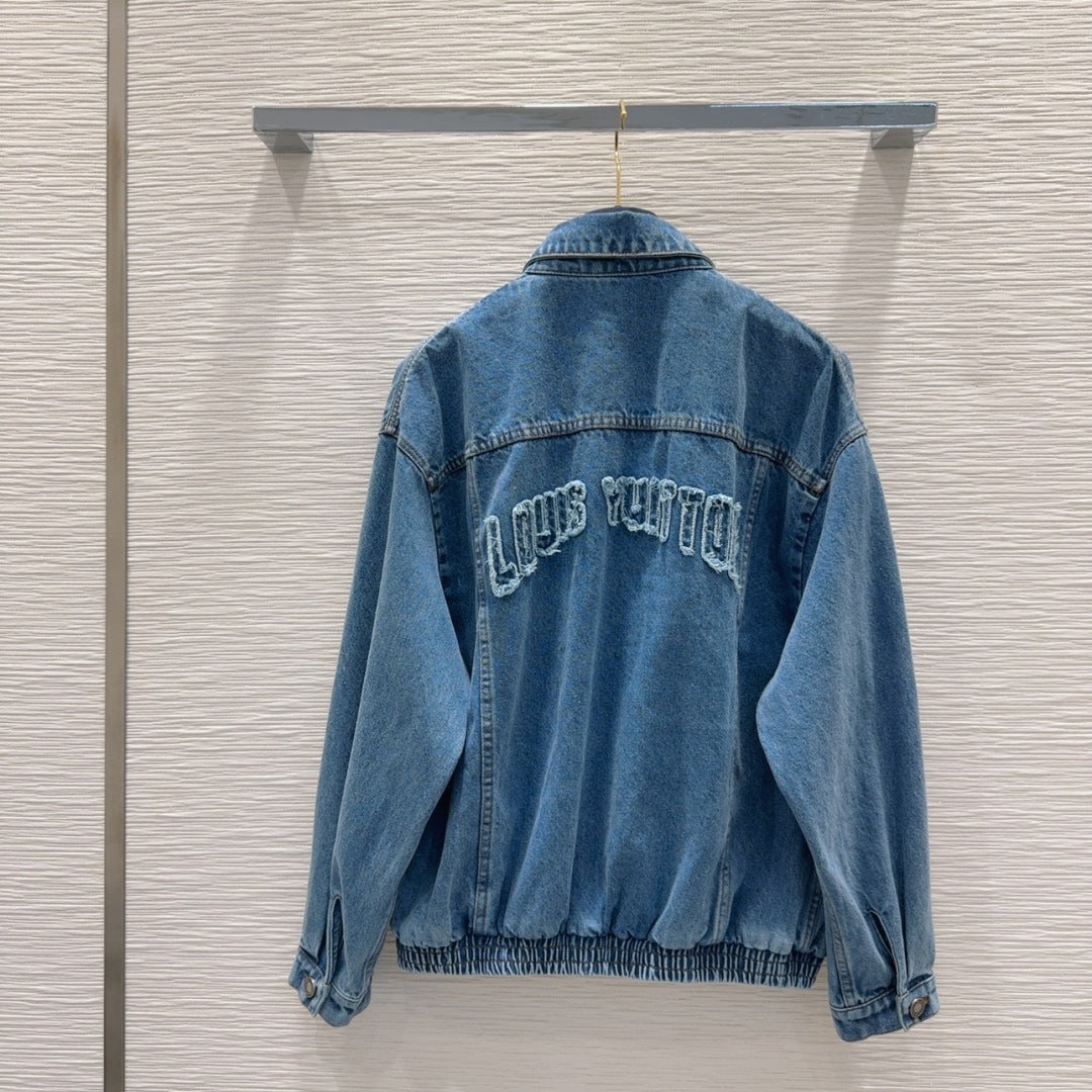 LV 25 Simple Denim Jacket Blue Cotton