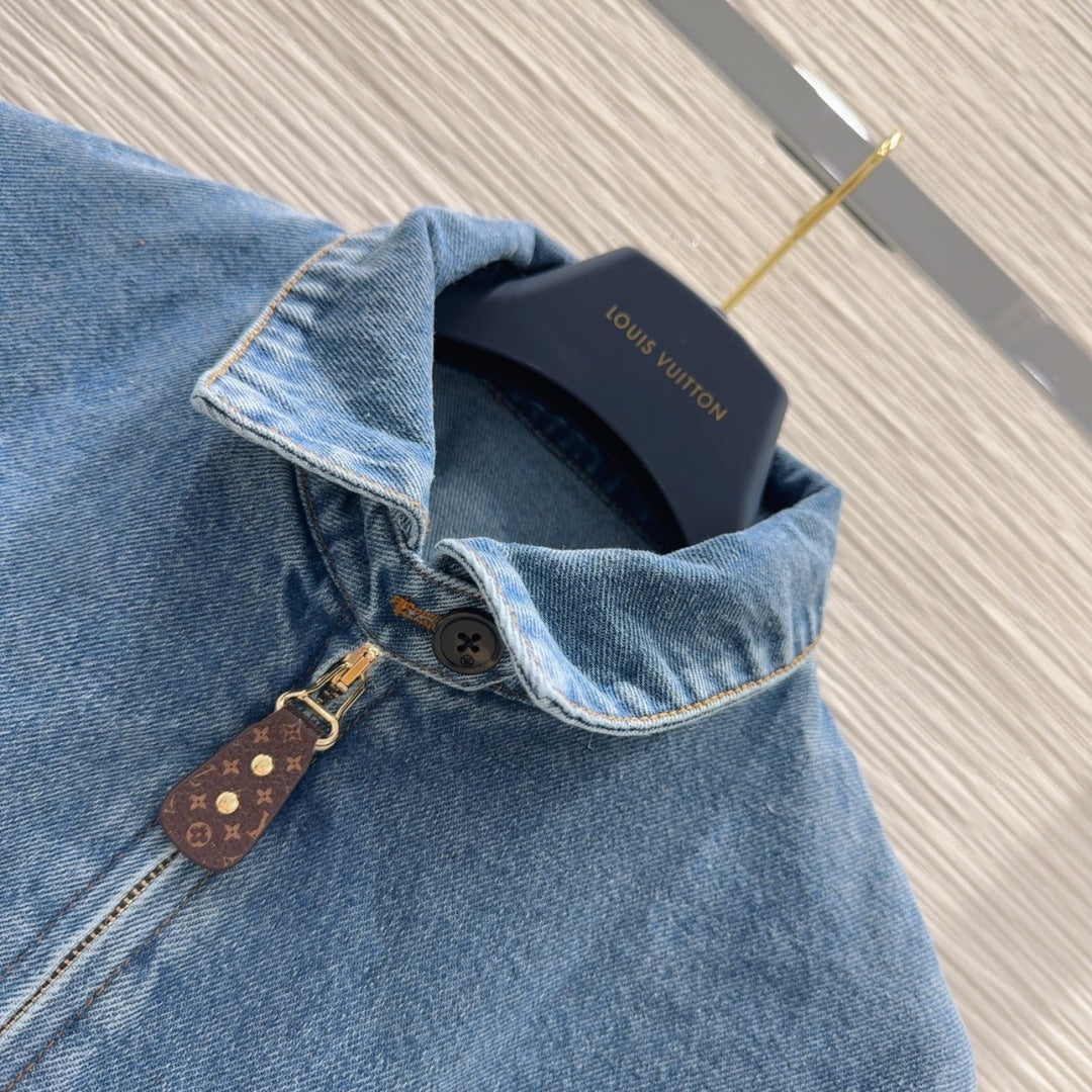 LV 25 Simple Denim Jacket Blue Cotton