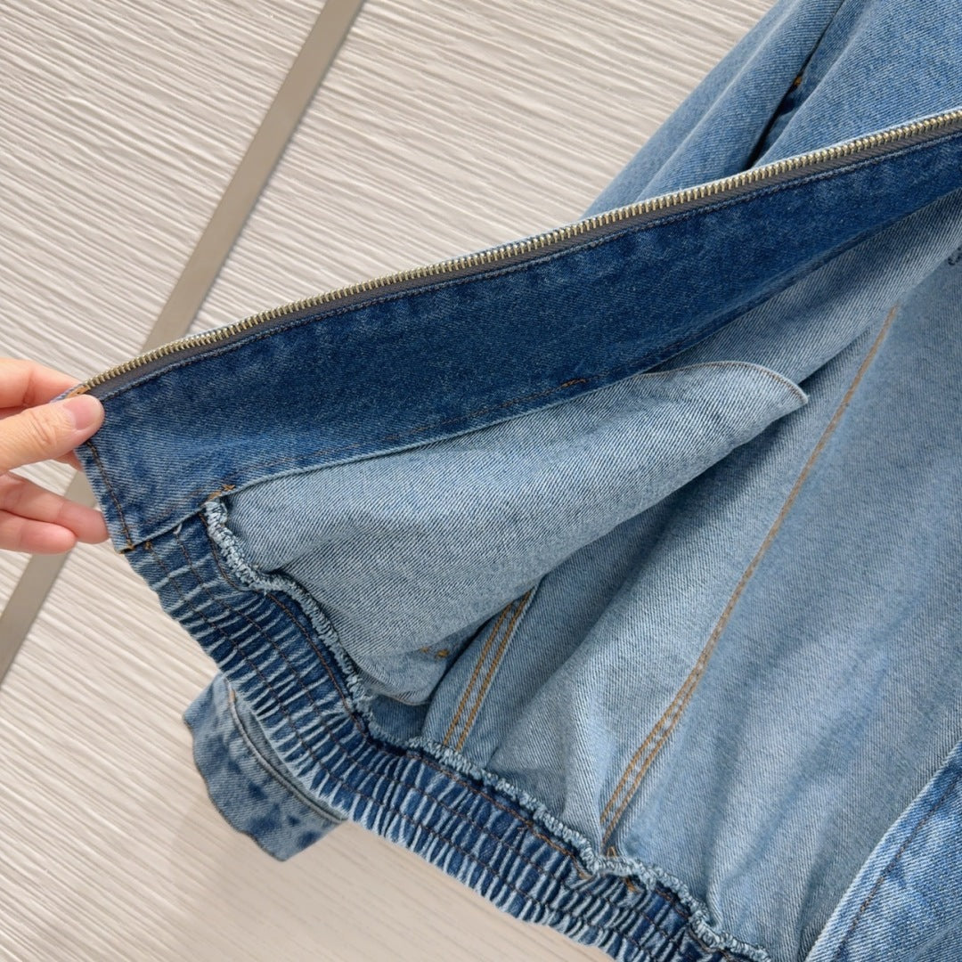 LV 25 Simple Denim Jacket Blue Cotton