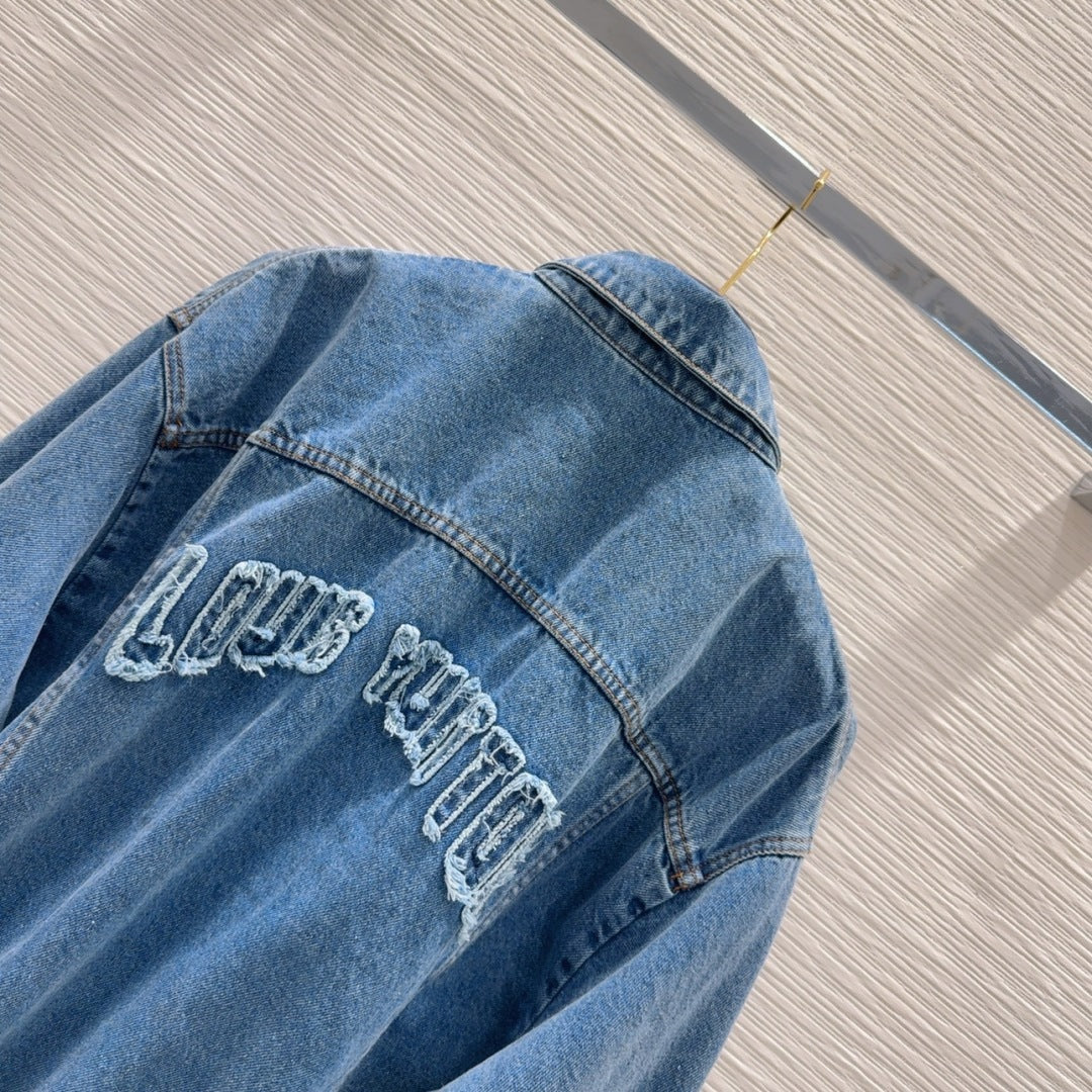 LV 25 Simple Denim Jacket Blue Cotton