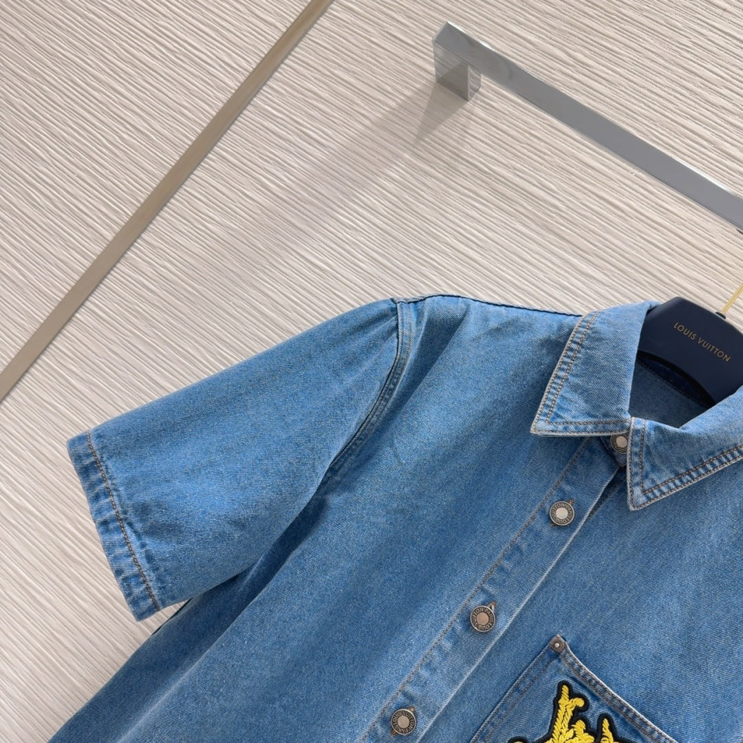 LV 25 Short Sleeve Denim jacket Blue Cotton