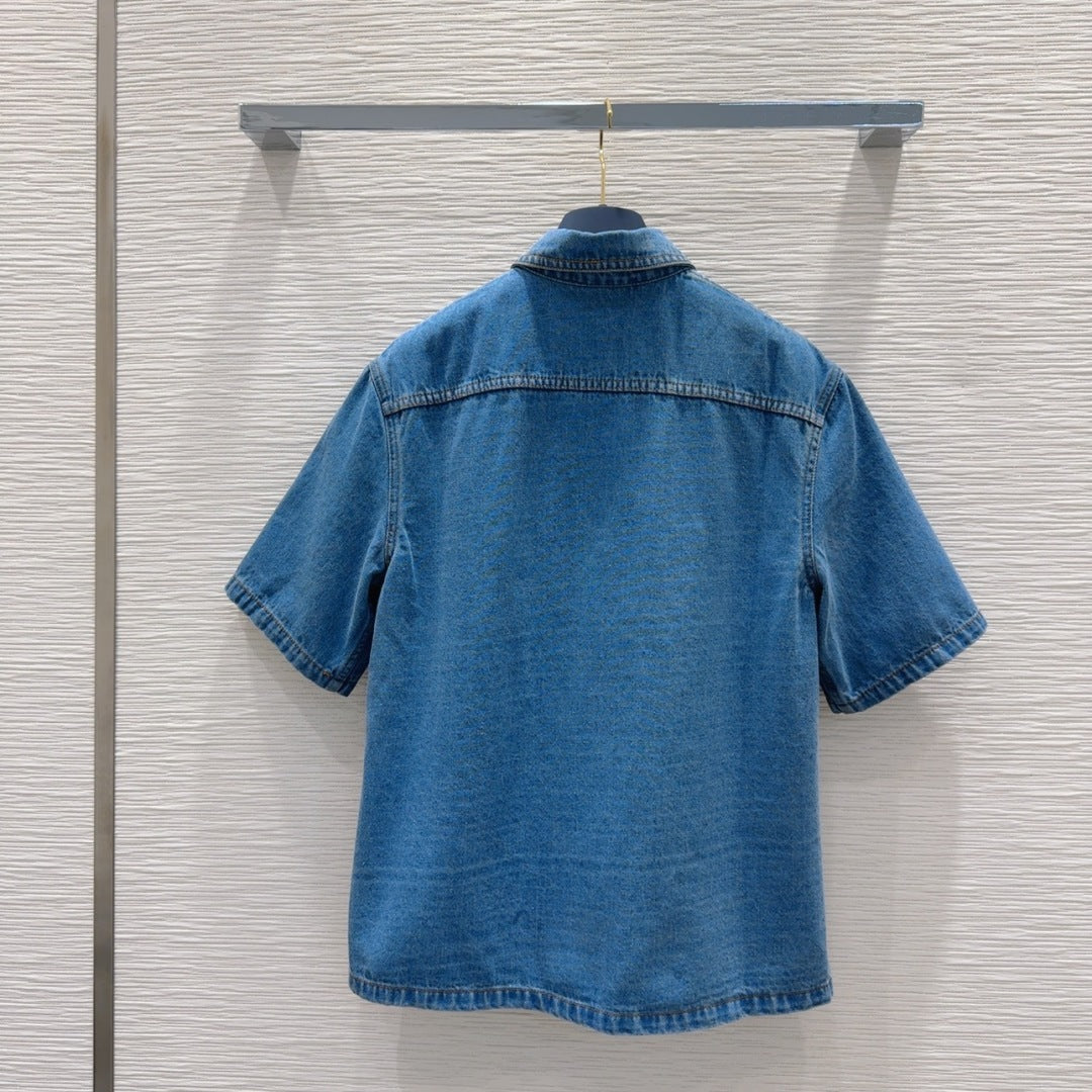 LV 25 Short Sleeve Denim jacket Blue Cotton