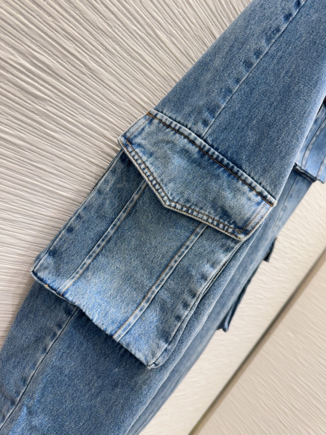 Prada 2025 Denim Cargo Pants Blue Cotton