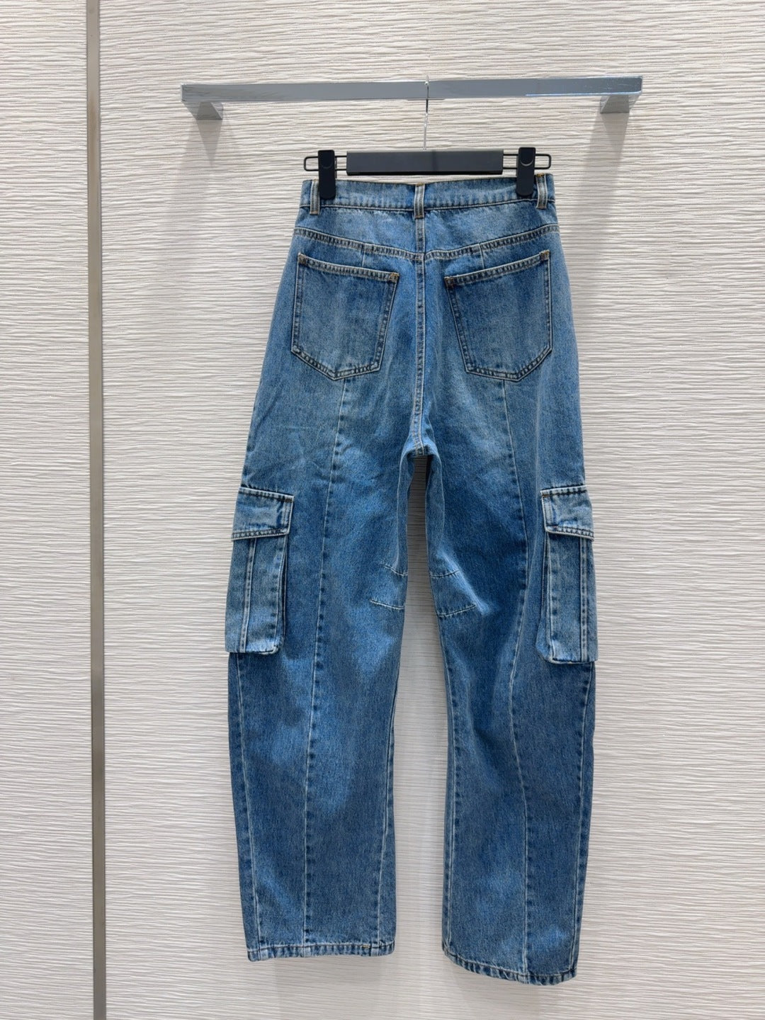 Prada 2025 Denim Cargo Pants Blue Cotton