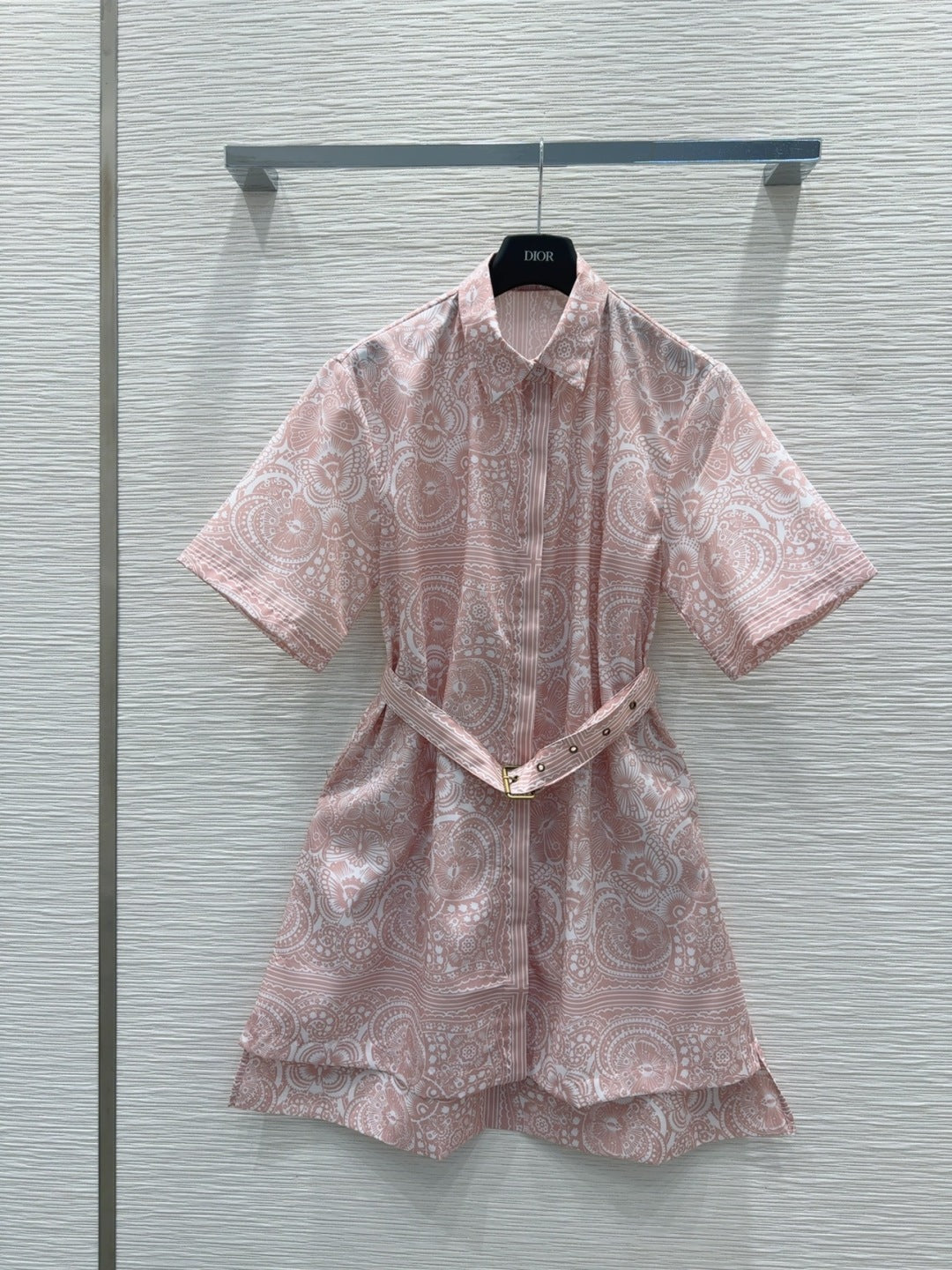 CD 2025 Floral Short Dress Pink Cotton