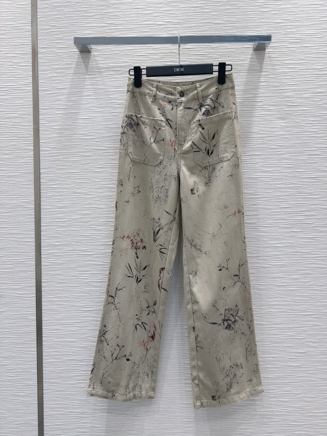 CD 25 Ink And Floral Pant Beige Cotton