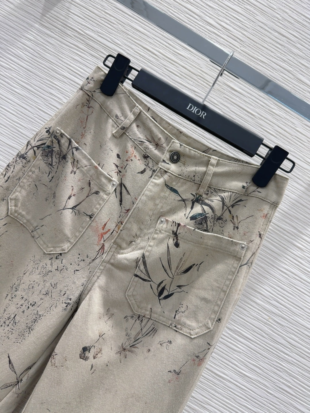 CD 25 Ink And Floral Pant Beige Cotton