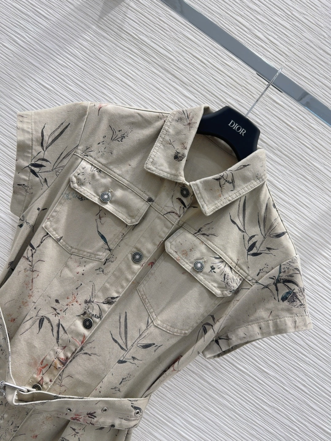 CD 25 Ink And Floral Dress Beige Cotton