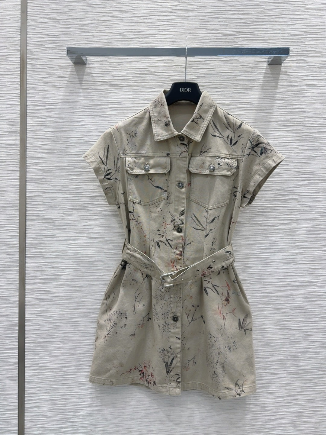 CD 25 Ink And Floral Dress Beige Cotton