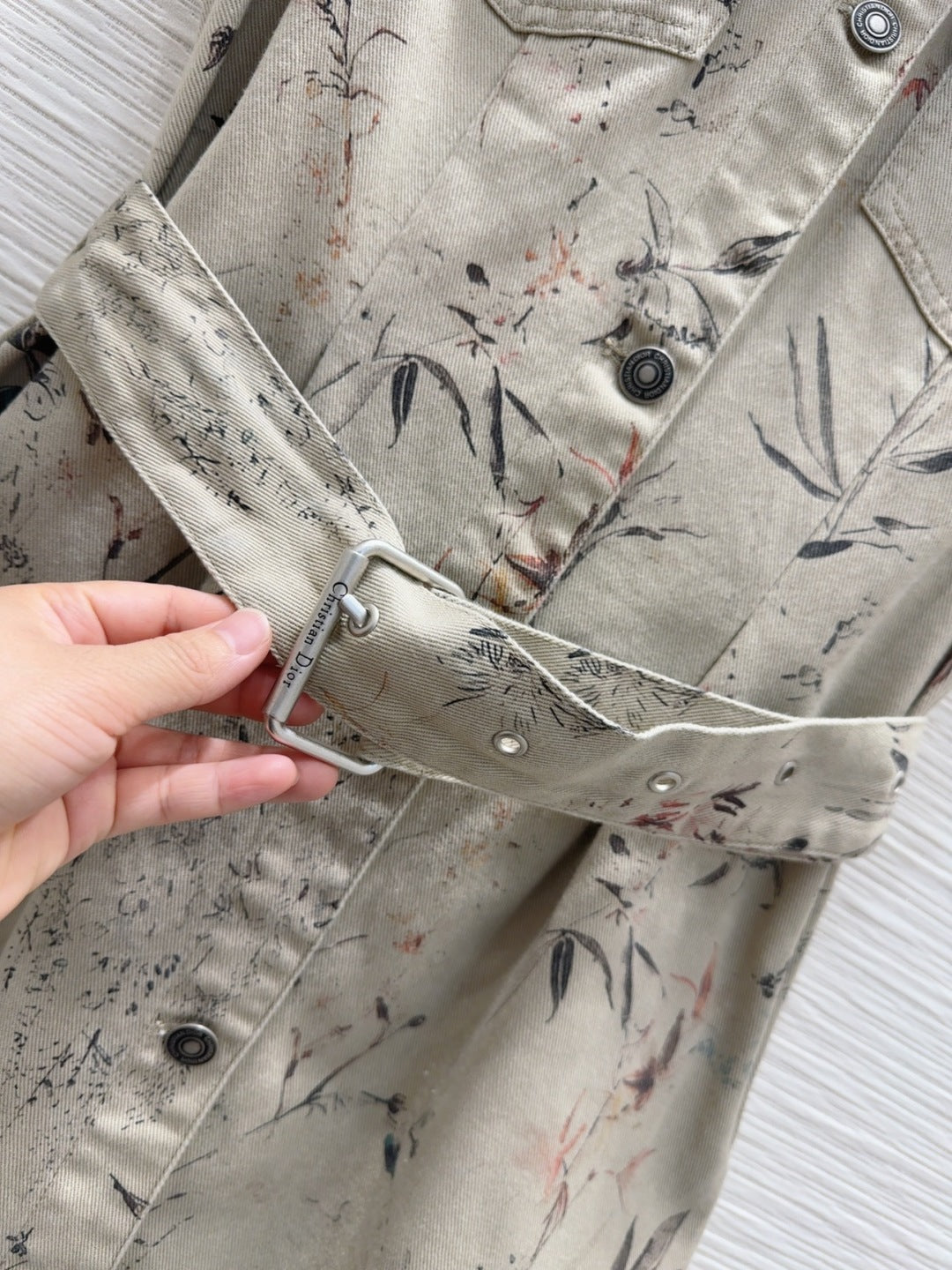 CD 25 Ink And Floral Dress Beige Cotton