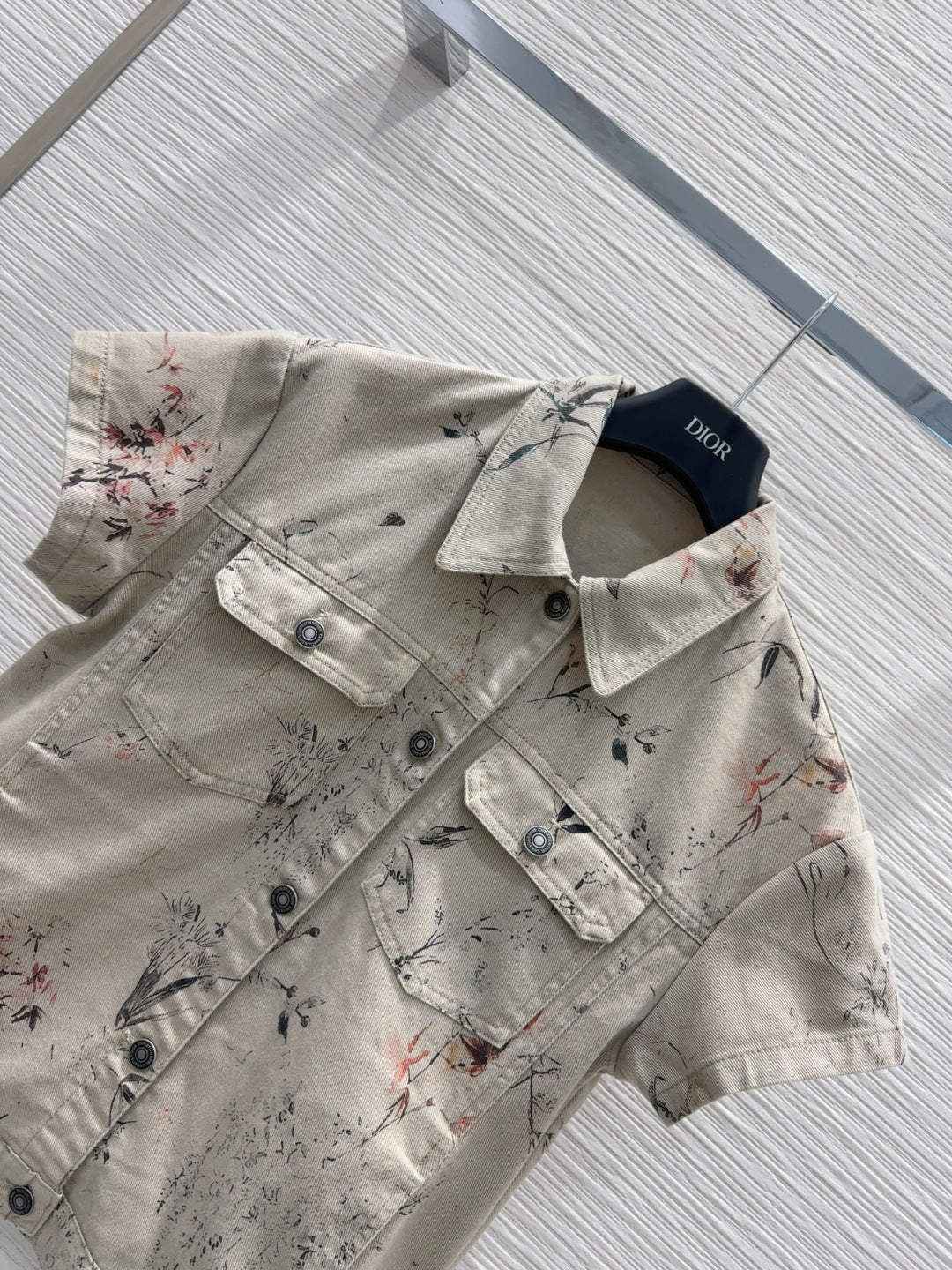 CD 25 Ink And Floral Short Jacket Beige Cotton