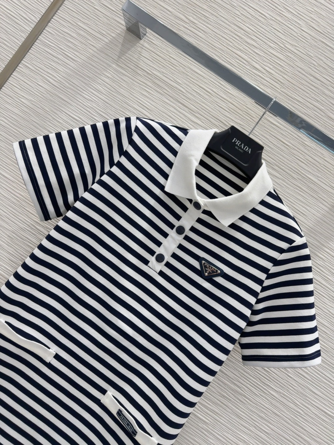 Prada 25 Striped Dress Black White Polyester