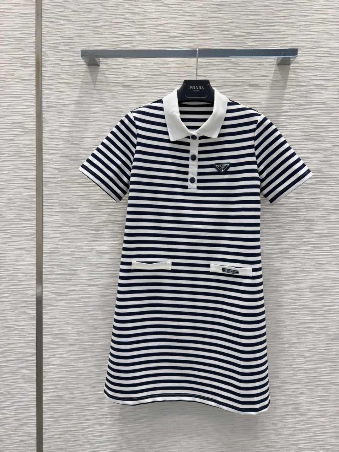 Prada 25 Striped Dress Black White Polyester