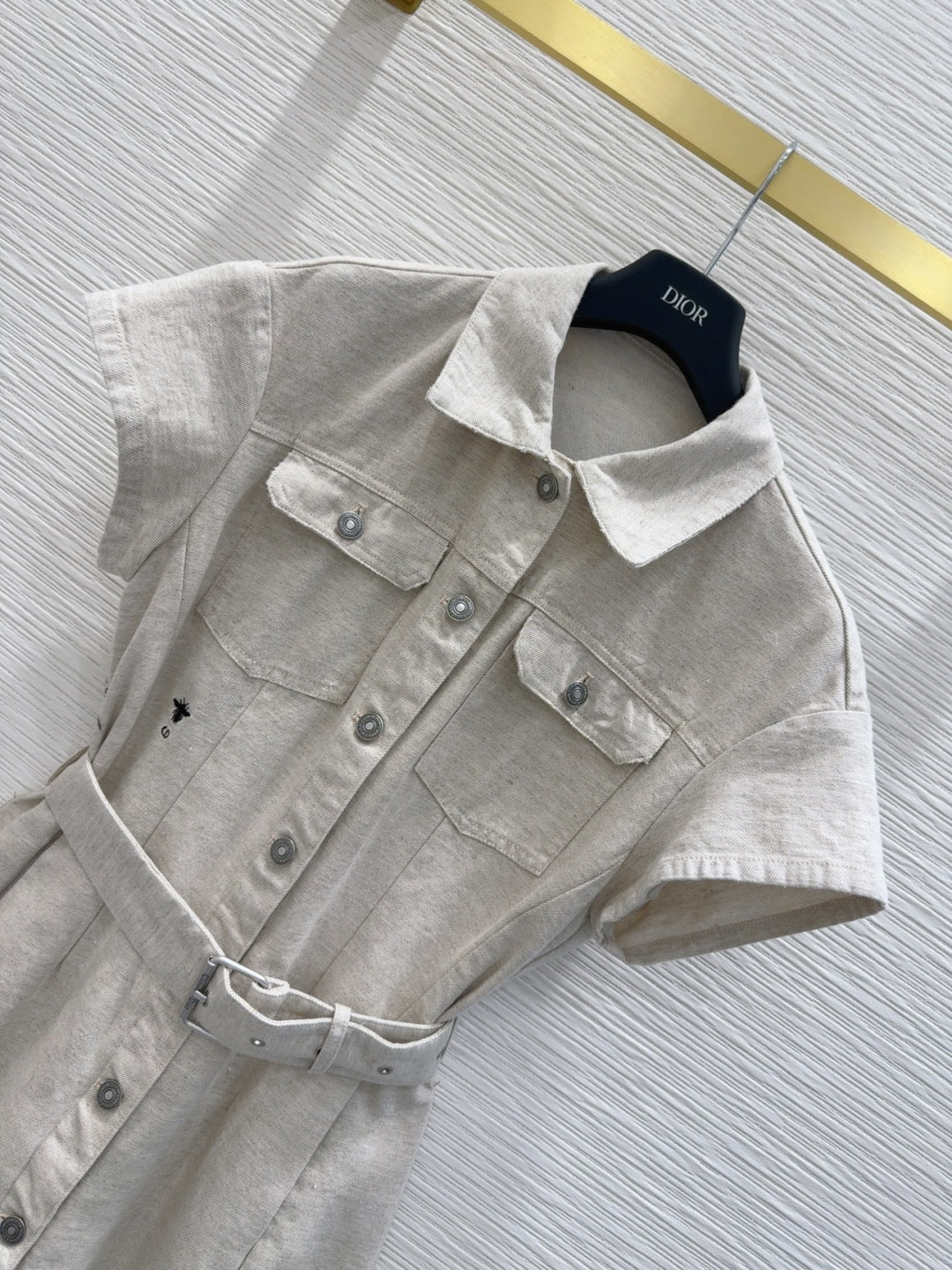 CD 2025 Shirt Dress Beige with Colorful Cotton