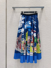 CD 25 Long Skirt Blue mix Colors Polyester