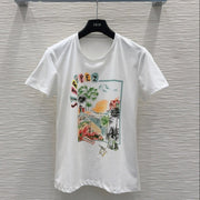 CD 25 T-shirt White with Colorful tencel wool nylon