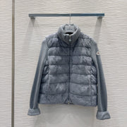 Moncler 25 Jacket Grey Rabbit Fur Mix Wool