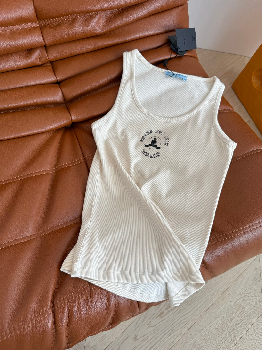 Prada 25 Small Vest with Letter Logo Print Cotton