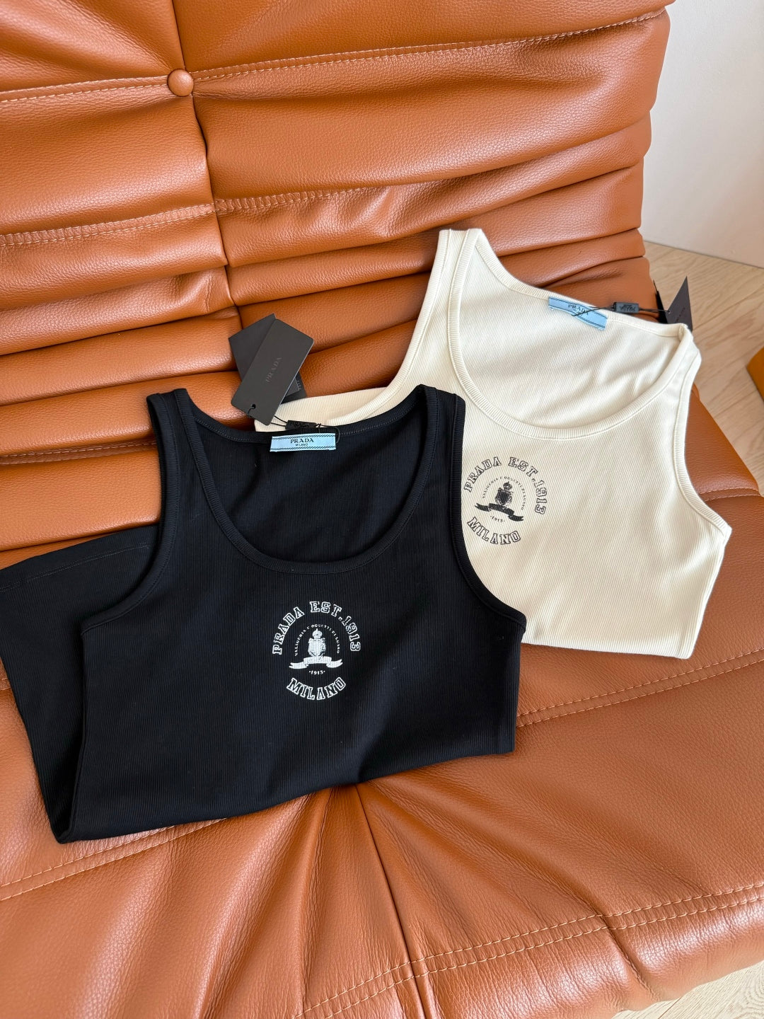 Prada 25 Small Vest with Letter Logo Print Cotton