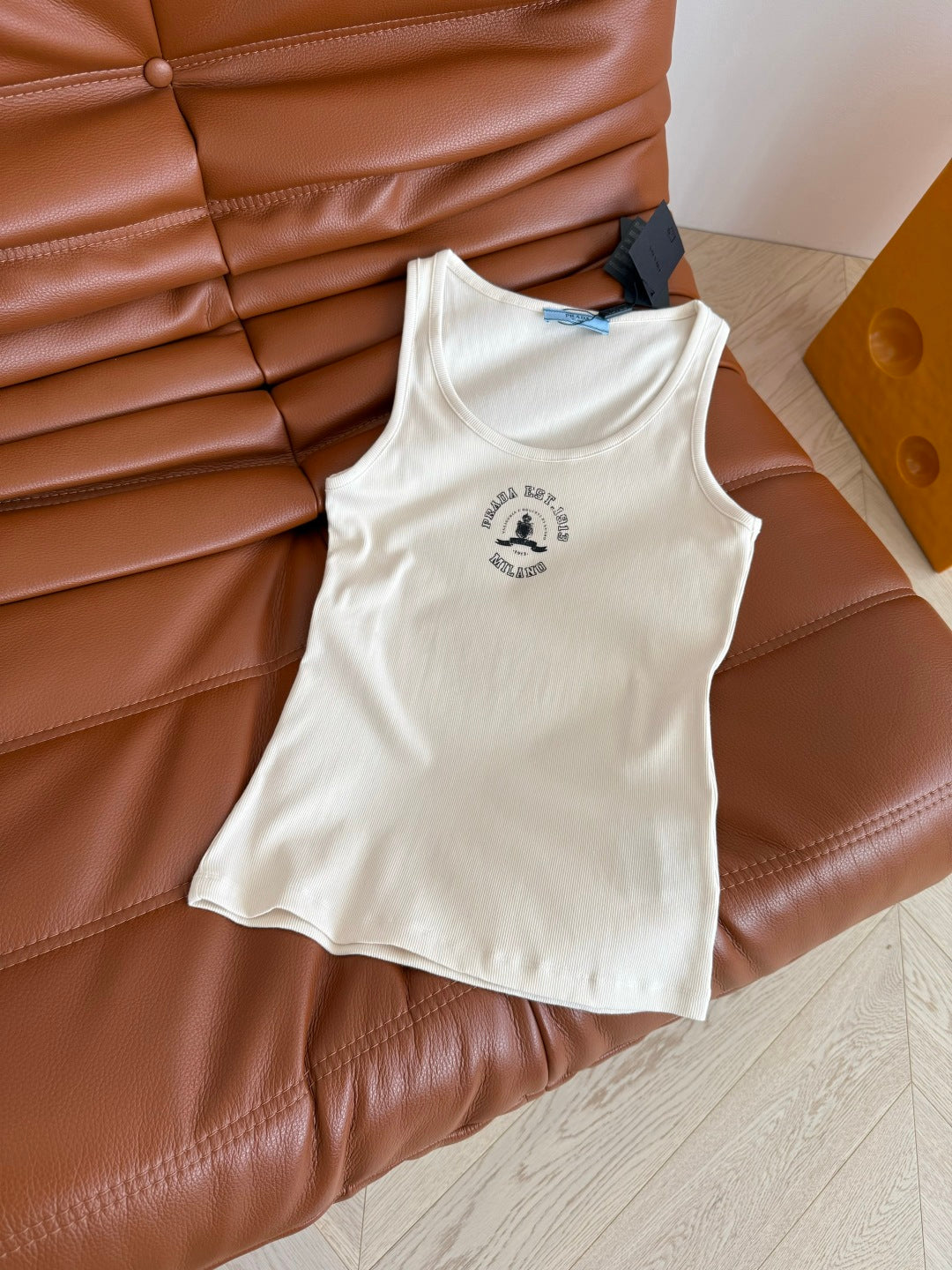 Prada 25 Small Vest with Letter Logo Print Cotton