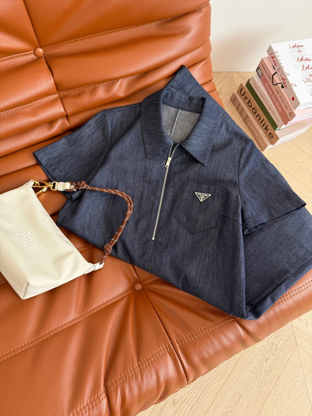 Prada 25 Denim Dress Blue Hemp Fabric