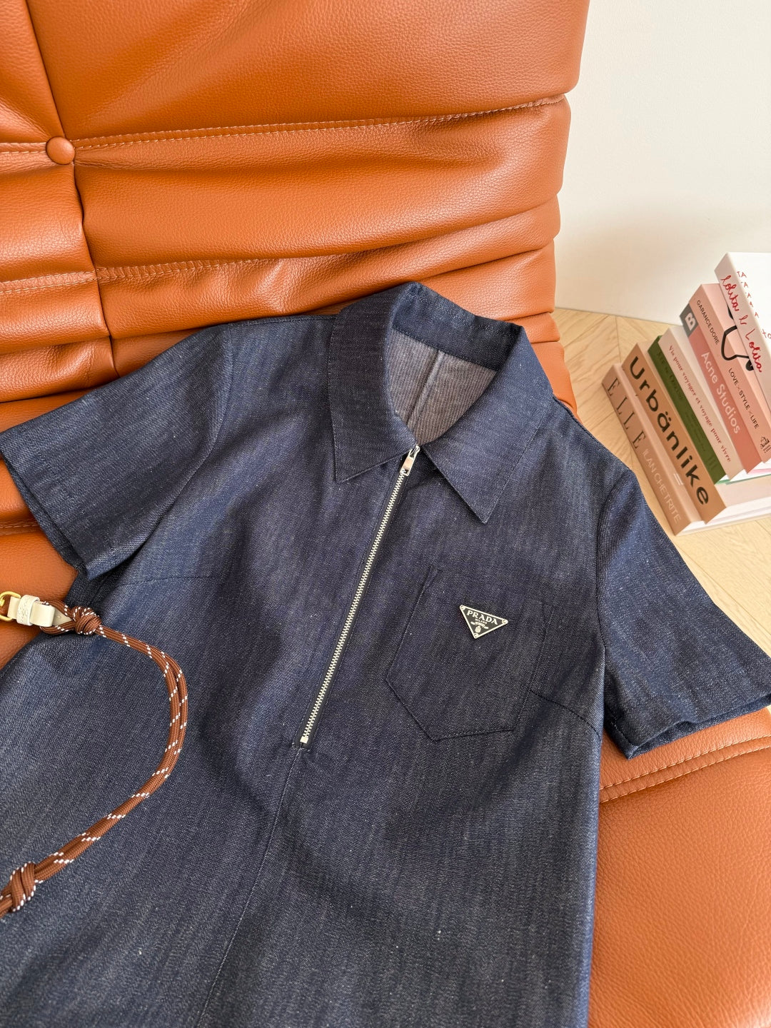 Prada 25 Denim Dress Blue Hemp Fabric