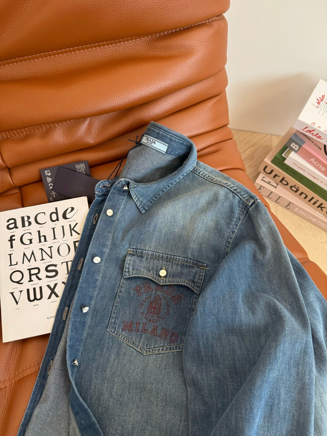 Prada 25 Denim Shirt Blue Cotton