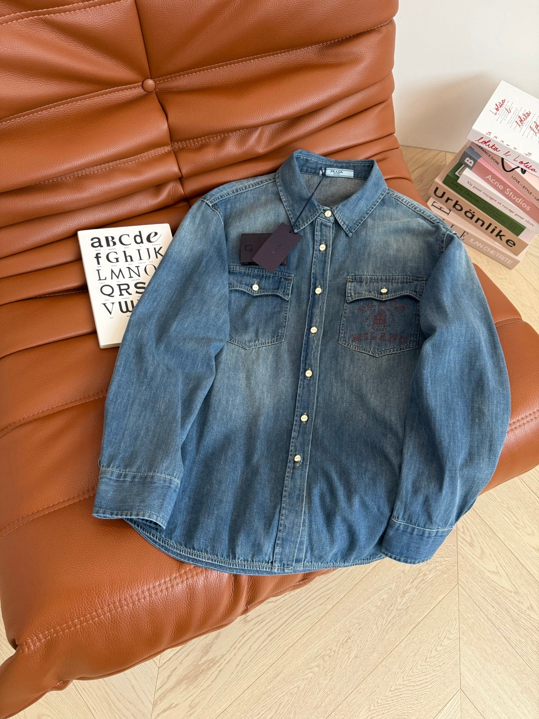 Prada 25 Denim Shirt Blue Cotton