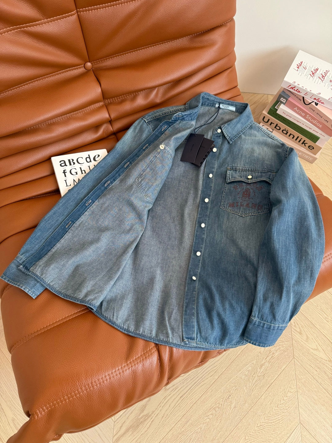 Prada 25 Denim Shirt Blue Cotton
