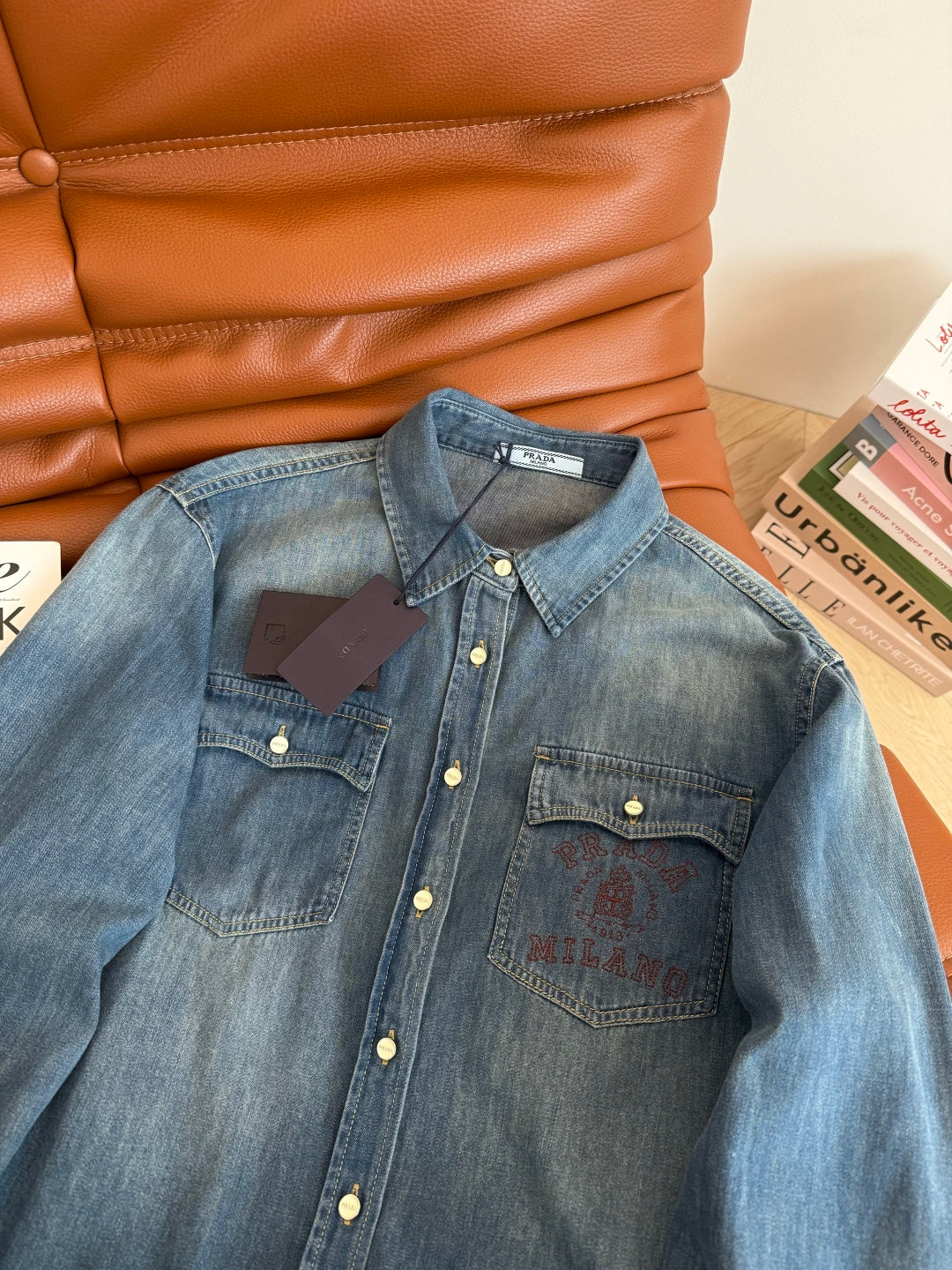 Prada 25 Denim Shirt Blue Cotton