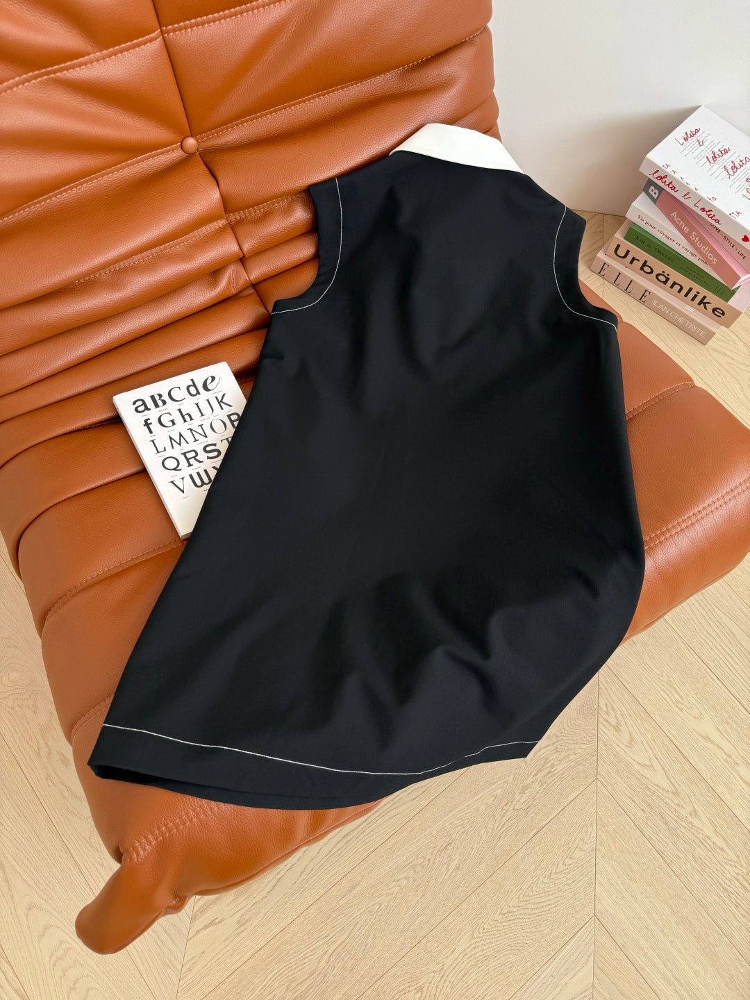 CD 25 Vest Dress Black mix White Cotton