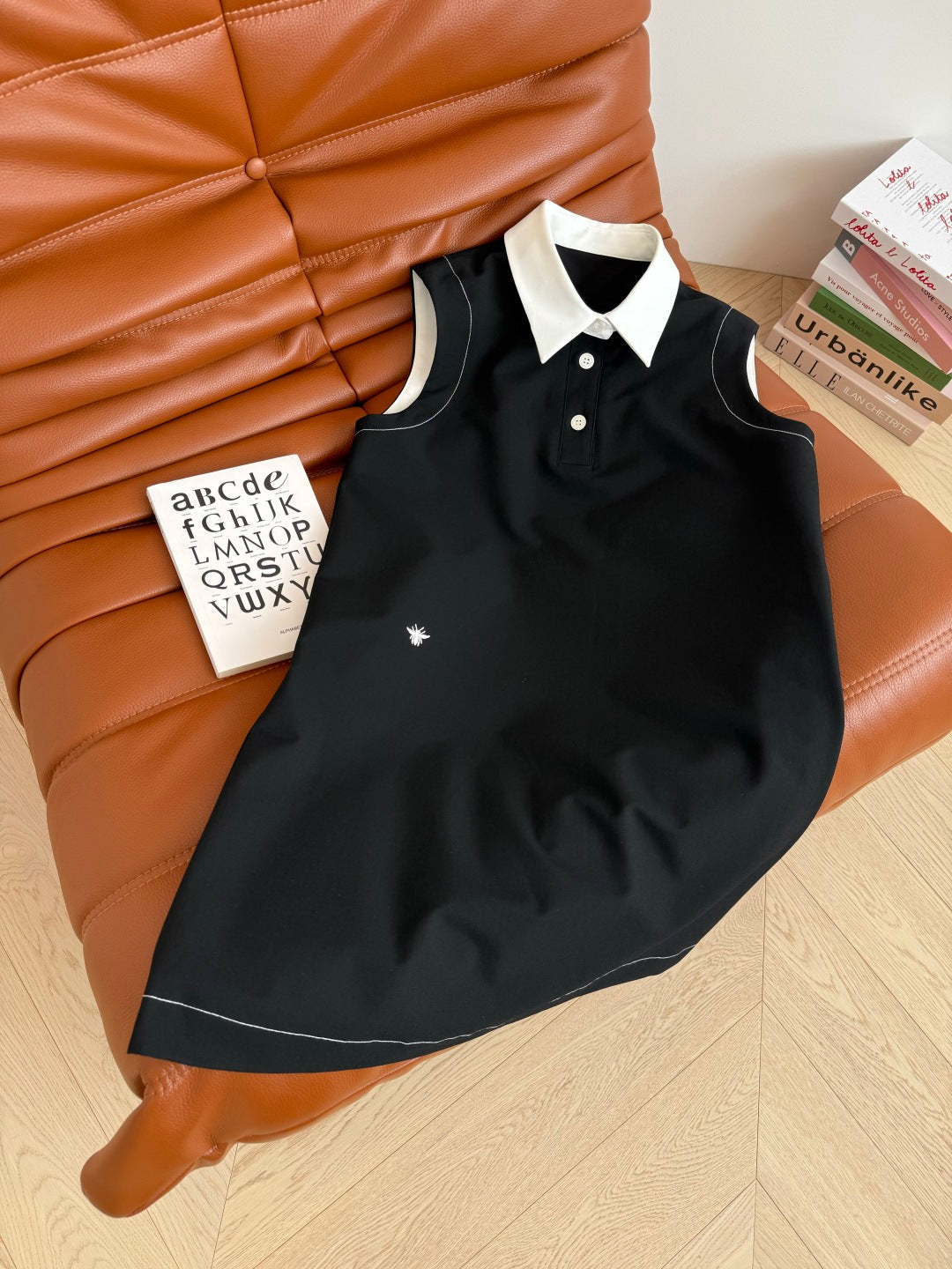 CD 25 Vest Dress Black mix White Cotton