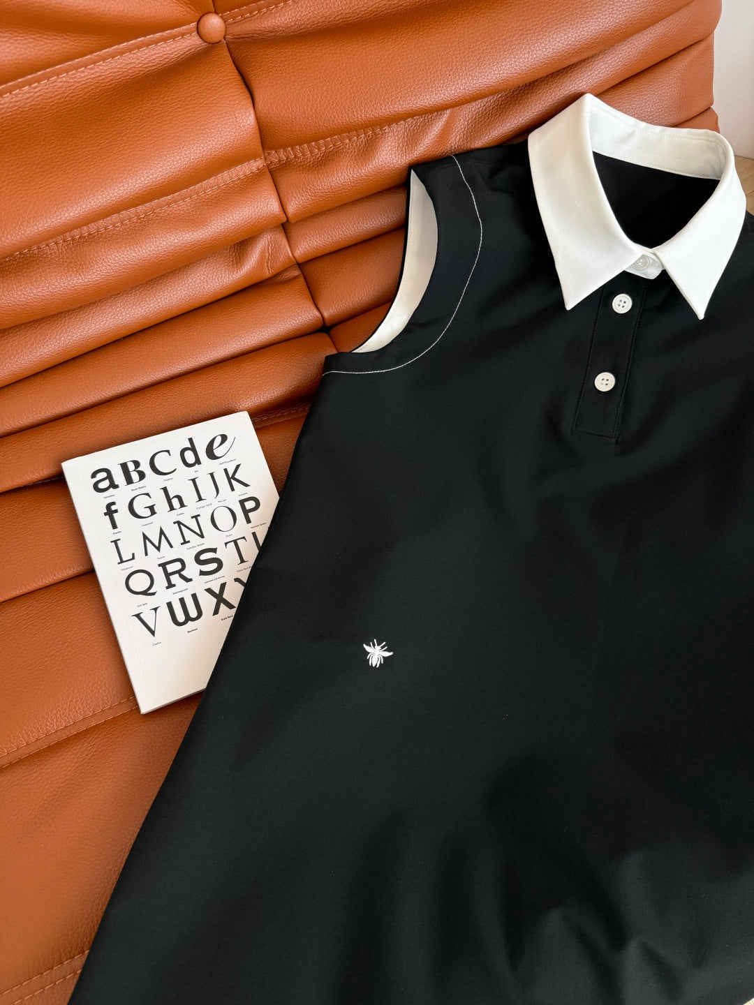 CD 25 Vest Dress Black mix White Cotton