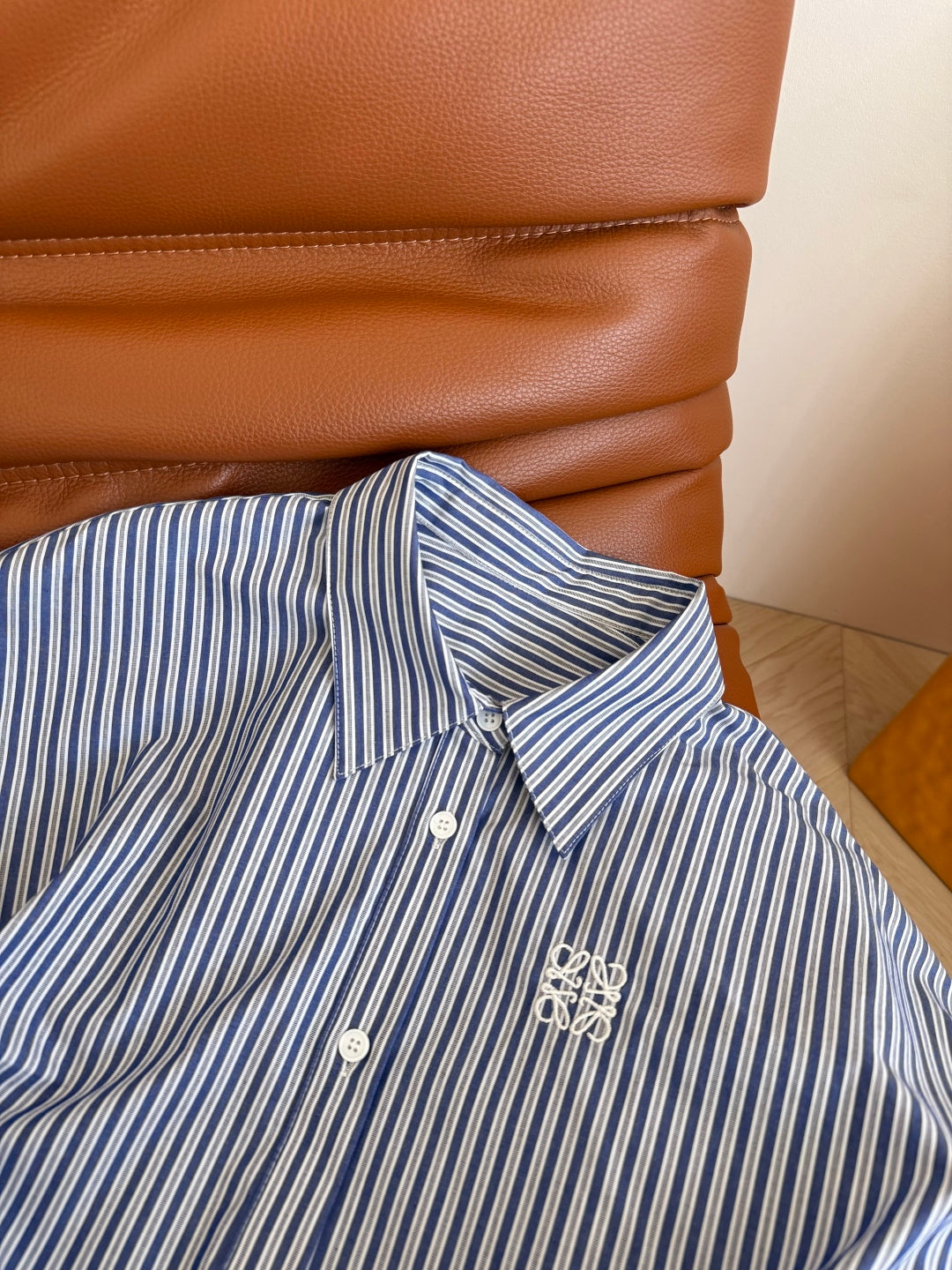 Loewe 25 Pleated Striped Dress Blue White Cotton