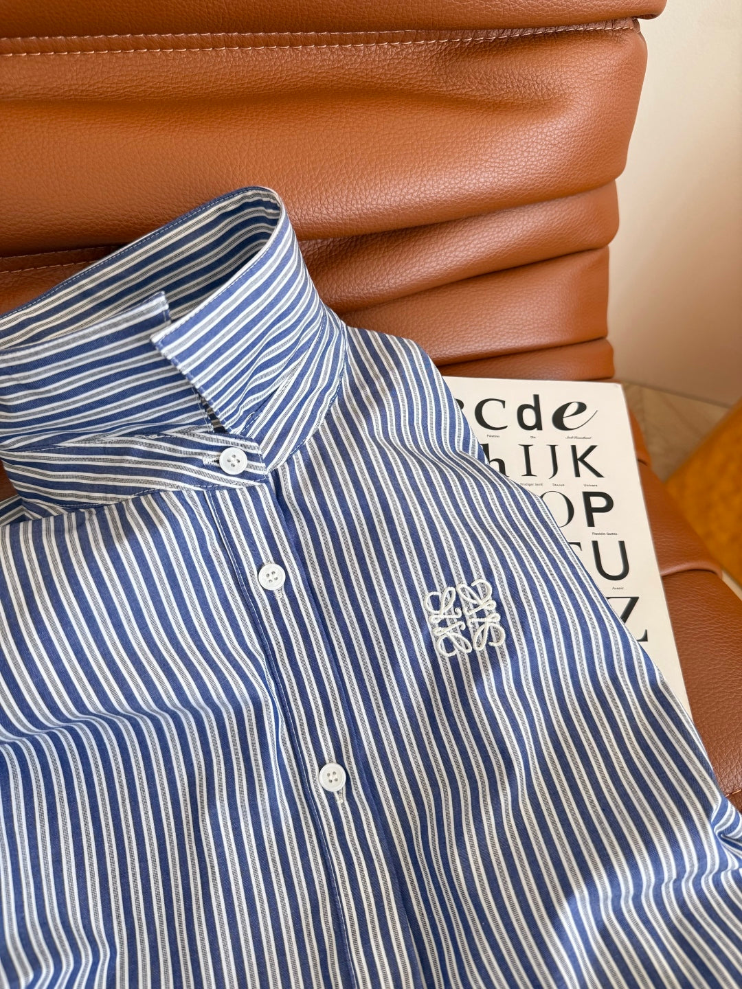 Loewe 25 Pleated Striped Dress Blue White Cotton